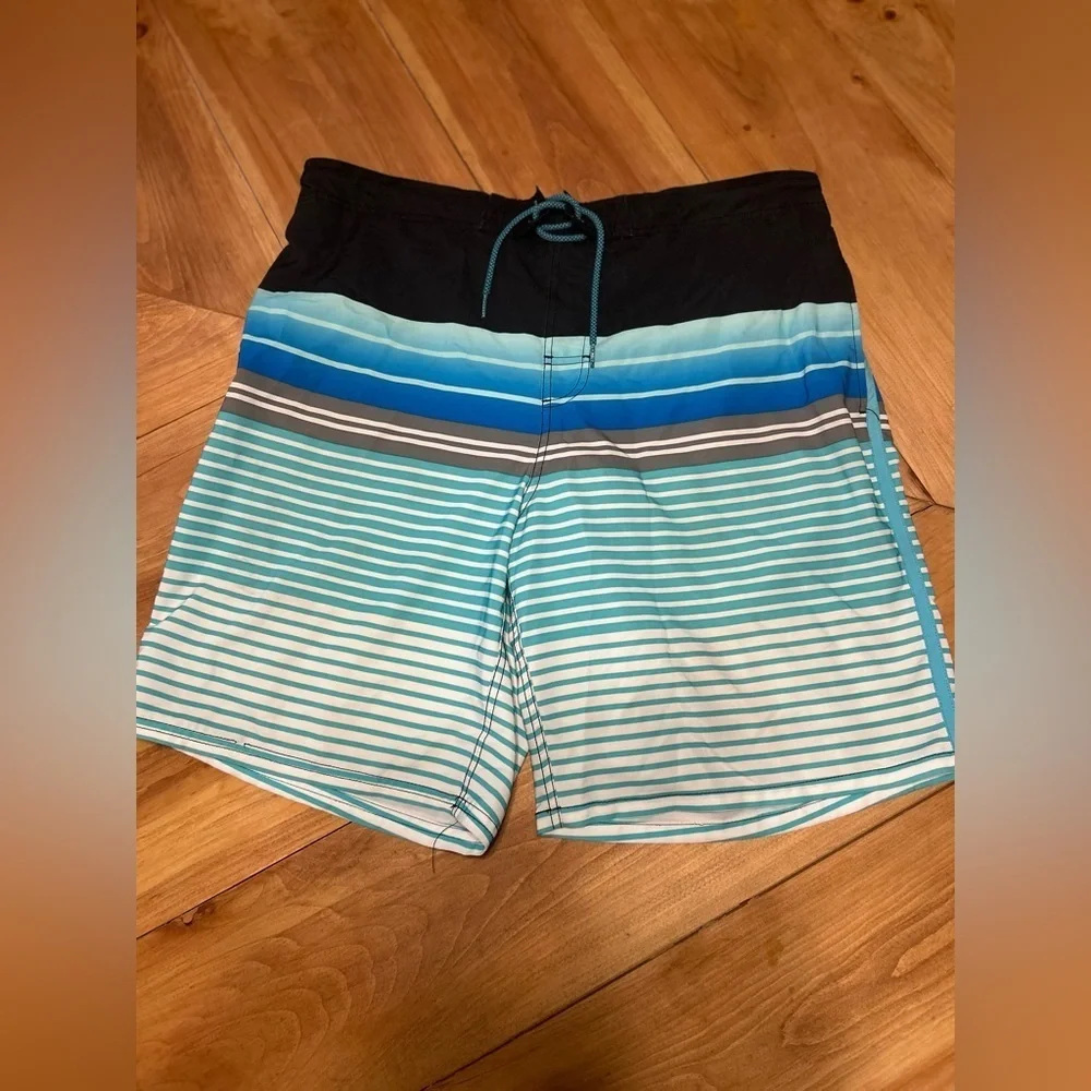George Men's Blue and Black Striped Board Shorts size 36-38